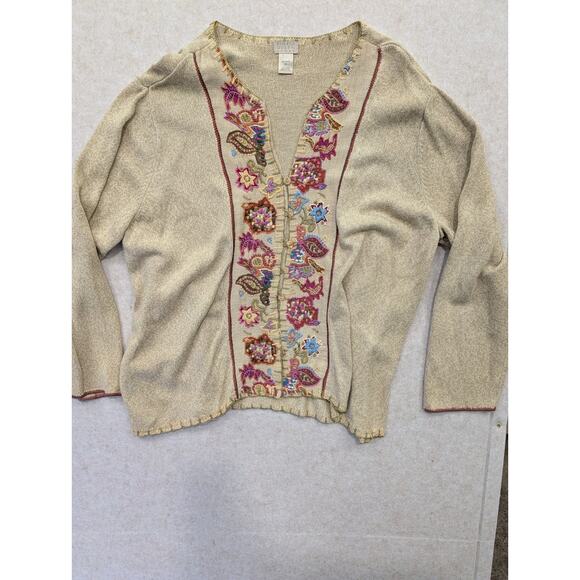 Sigrid Olsen Sweaters - Sigrid Olsen Sport Cardigan Granny Sweater Women's 2x Embroidery Embellishments